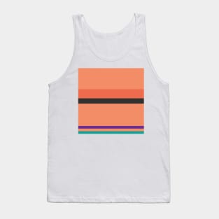 A lovely collection of Light Red Ochre, Faded Orange, Purple, Persian Green and Dark Charcoal stripes. Tank Top